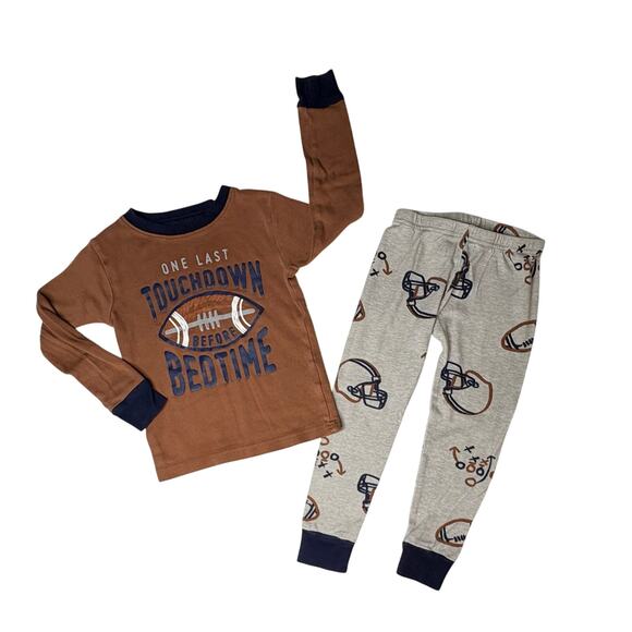 Carter's Football Touchdown Brown Pajama Pants Set 3T Toddler NFL Team Sports - Picture 1 of 7